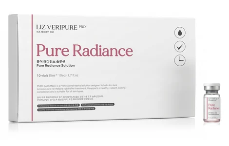 Pure Radiance Solution — carton and vial, rendering