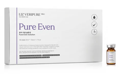 Pure Even Solution — carton and vial, rendering